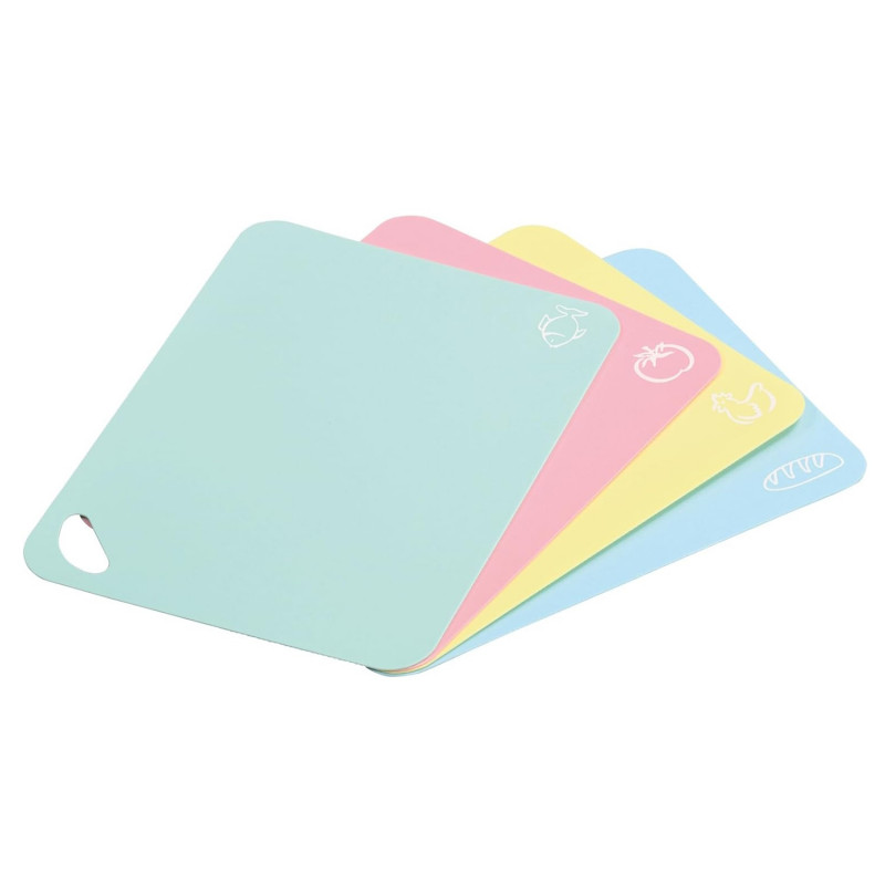 Set of 4 Kesper 30590 Flexible Cutting Mats, 38x29 cm, Heat-Resistant, Non-Slip, Multicolored
