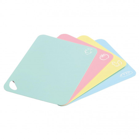 Set of 4 Kesper 30590 Flexible Cutting Mats, 38x29 cm, Heat-Resistant, Non-Slip, Multicolored