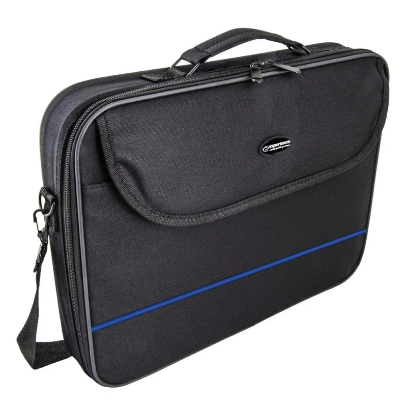 Esperanza ET101B Laptop Bag, 15.6", Long Handle, Document Pocket, Black/Blue