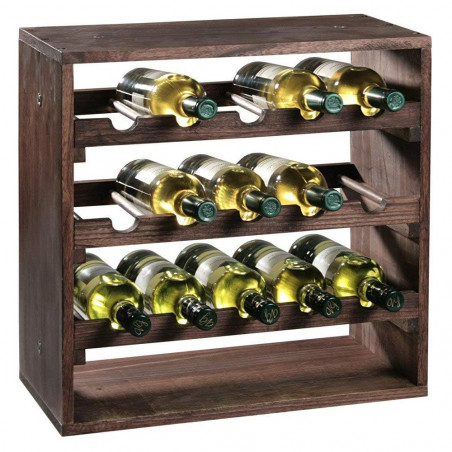 Kesper 69243 Wine Rack, 3 Shelves, Holds 15 Bottles, Pine, Brown