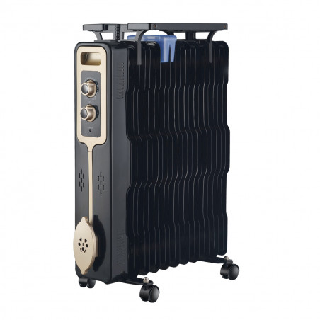 Radiator ZEPHYR ZP 1971 G11, 2500W, 11 aripioare, 3 trepte, Suport pentru haine, Termostat reglabil, Negru