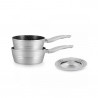 Royalty Line RL-FS2MS 3-Piece Cookware Set with Universal Lid, Marble Finish, Induction Compatible, Silver
