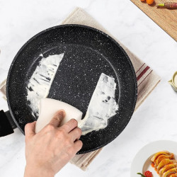 Royalty Line RL-FS2MS 3-Piece Cookware Set with Universal Lid, Marble Finish, Induction Compatible, Silver