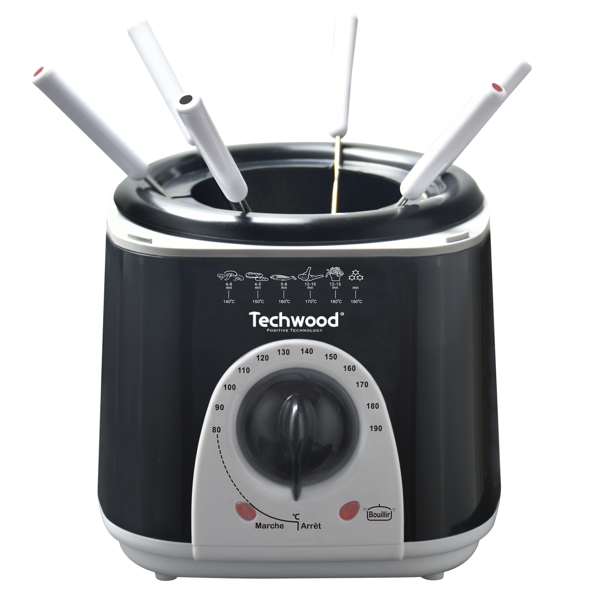 Friteuza si aparat de fondue 2in1 Techwood TFF-86, 950W, 1L, 80-190°C, Negru