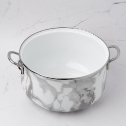 Goldmann GM 8017-24W Saucepan, 24 x 15 cm, 6.2 liters, Enameled, Chrome-plated handles, Induction-compatible, White/Marble
