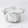 Goldmann GM 8017-24W Saucepan, 24 x 15 cm, 6.2 liters, Enameled, Chrome-plated handles, Induction-compatible, White/Marble