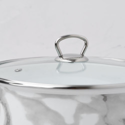 Goldmann GM 8017-24W Saucepan, 24 x 15 cm, 6.2 liters, Enameled, Chrome-plated handles, Induction-compatible, White/Marble