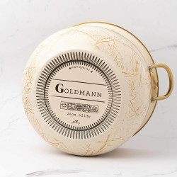 Oala Goldmann GM 8017-24B, 6.2 L, 24x15 cm, Email, Acoperire antiaderenta, Inductie, Auriu/Marmură