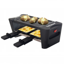 Techwood TRD-2456 Raclette és Grill, 450 W, Tapadásmentes bevonat, Hideg fogantyúk, Termosztát, Fekete