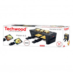 Techwood TRD-2456 Raclette és Grill, 450 W, Tapadásmentes bevonat, Hideg fogantyúk, Termosztát, Fekete