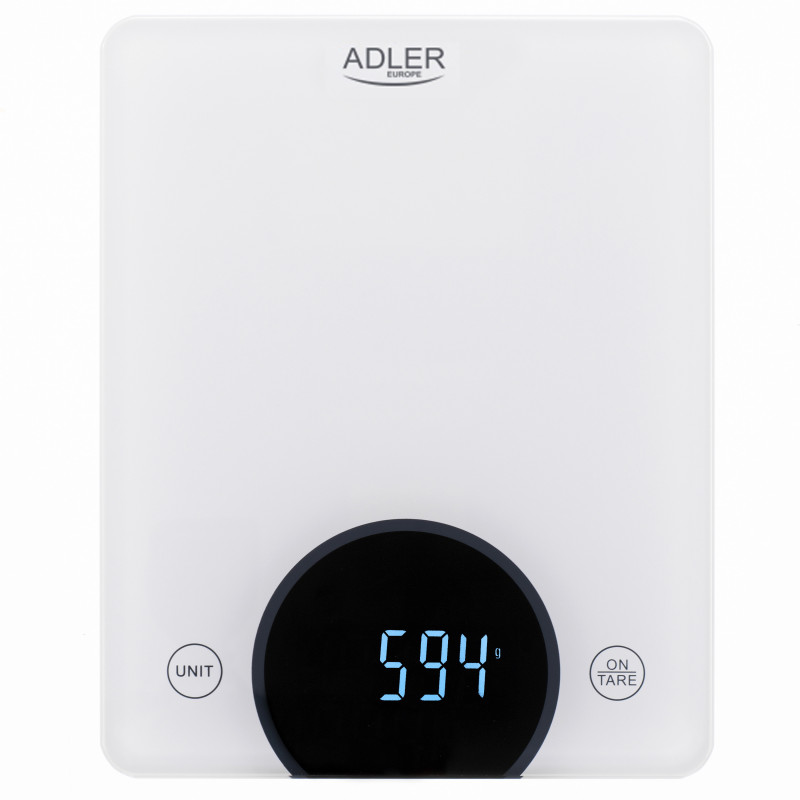 Adler AD 3173w LED, Max 10 Kg, Тára fehér-fekete konyhai mérleg