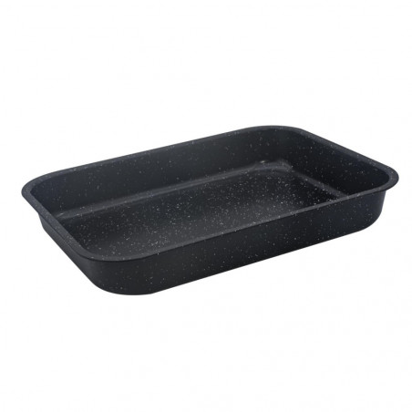 Tava de copt Rosberg R51222MS39, Dreptunghiulara, Otel, Acoperire marmura, Antiaderent, Negru