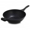 Tigaie wok Royalty Line RL-BW32M, 32 cm, 3.7 L, Acoperire marmura, Inductie, Manere moi, Negru