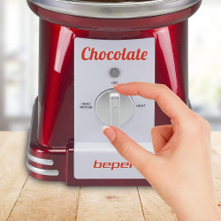 Σιντριβάνι σοκολάτας Beper P101CUD200, 90 W, 750 ml, 3 επίπεδα, Συνεχής κίνηση και σταθερή θερμοκρασία, Κόκκινο