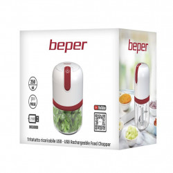 Beper P102ROB050 Portable USB Blender, Li-Ion 1500 mAh, 30W, 250ml, 3 Blades, Pulse, Transparent/White