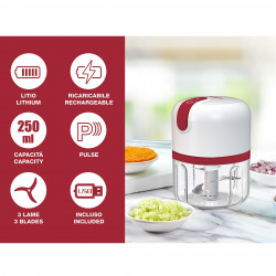 Beper P102ROB050 Portable USB Blender, Li-Ion 1500 mAh, 30W, 250ml, 3 Blades, Pulse, Transparent/White