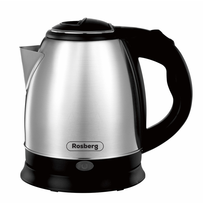 Rosberg R51230J Electric Kettle, 1500W, 1L, Safety Features, Stainless Steel/Black