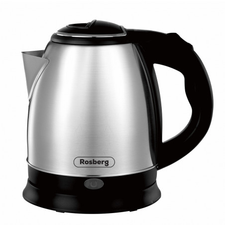 Rosberg R51230J Electric Kettle, 1500W, 1L, Safety Features, Stainless Steel/Black
