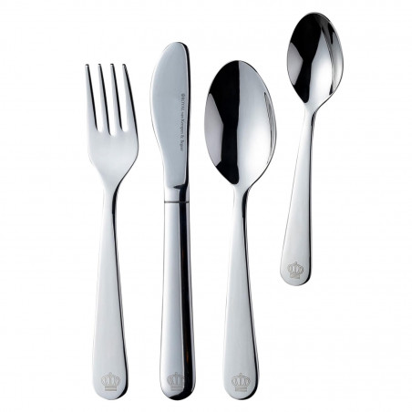 Royal van Kempen & Begeer CC004846-001 Children's Cutlery Set, 4 pieces, Rounded design, Stainless steel