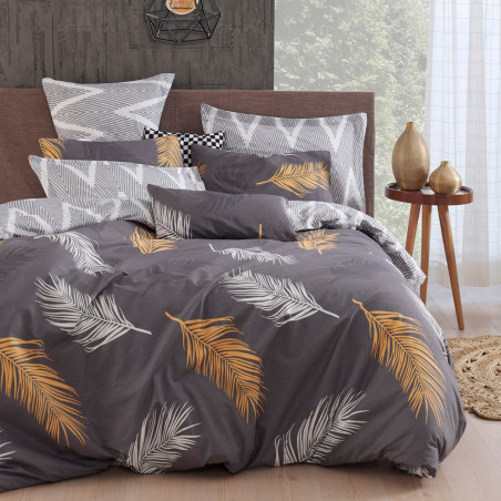 EnLora Home 162ELR1664 Bedding Set, 65% cotton, 35% polyester, 4-piece set, Duvet cover 200x220 cm, Flat sheet 220x240 cm, 2 pillowcases 50x70 cm, Gray