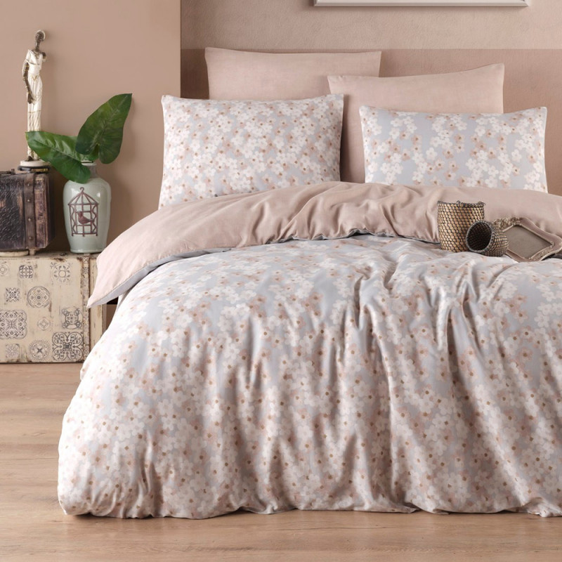 EnLora Home 162ELR1665 Bedding Set, 65% cotton, 35% polyester, 4-piece set, Duvet cover 200x220 cm, Fitted sheet 220x240 cm, 2 pillowcases 50x70 cm, Pink