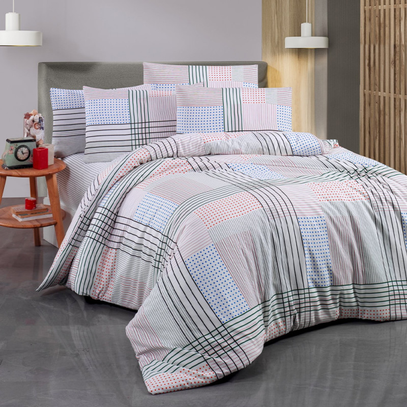 Victoria 121VCT2685 Bedding Set, 65% cotton, 35% polyester, 4-piece set, Duvet cover 200x220 cm, Flat sheet 220x240 cm, 2 pillowcases 50x70 cm, Multicolor
