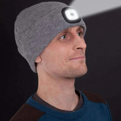 LEDBEANIE Winter Beanie with Built-in LED Light, 3 Brightness Settings, Breathable Fabric, One Size Fits All, Black