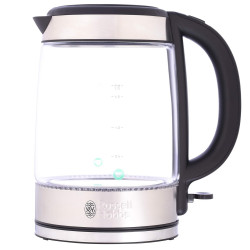 Стъклена електрическа кана с филтър Russell Hobbs Clarity 21600-57, 2200W, 1,7L, Осветена, Скрит нагревател, Автоматично изключване, Инокс