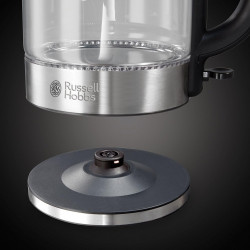 Fierbator electric din sticla cu filtru Russell Hobbs Clarity 21600-57, 2200W, 1.7L, Iluminat, Oprire automata, Inox