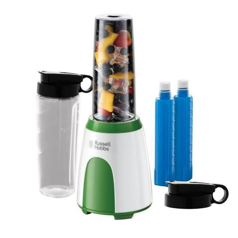 Blender Russell Hobbs Explore Mix & Go Cool 25160-56, 300 W, 600 ml, fără BPA, Otel inoxidabil, Design ergonomic, Alb/verde