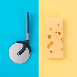 Tasty XXL Pizza Cutter 678017, Finger Guard, Stainless Steel, 25 cm, Blue