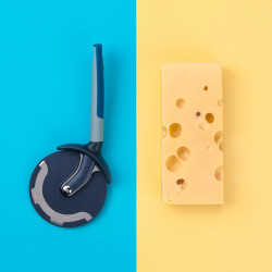 Tasty XXL Pizza Cutter 678017, Finger Guard, Stainless Steel, 25 cm, Blue