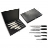 Set de cutite Cheffinger DAMA01, 5 piese, Oțel inoxidabil, Cutie din lemn, Maner ergonomic, Taiere precisa, Negru