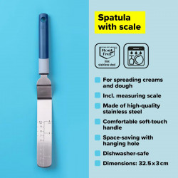 Spatula cu gradatie Tasty 678026, Maner moale la atingere, 32,5 cm, Otel inoxidabil, Albastru