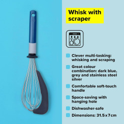 Tasty 678031 Whisk, Silicone Tip, Soft Handle, 31.5 cm, Stainless Steel, Blue