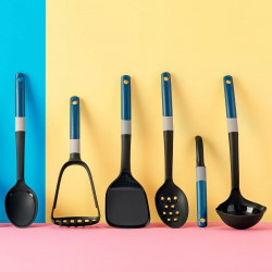 Tasty 678063 Serving Spoon with Grater, Soft Handle, 34 cm, Plastic, Blue