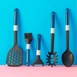 Tasty 678063 Serving Spoon with Grater, Soft Handle, 34 cm, Plastic, Blue