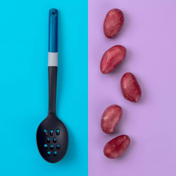 Tasty 678063 Serving Spoon with Grater, Soft Handle, 34 cm, Plastic, Blue