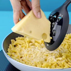 Tasty 678063 Serving Spoon with Grater, Soft Handle, 34 cm, Plastic, Blue