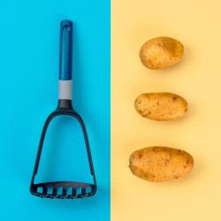 Tasty 678066 Potato Press, 2-in-1, Soft Grip, 31 cm, Plastic, Blue