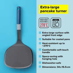 Tasty 678067 Pancake Spatula, Soft Handle, 34 cm, Plastic, Blue