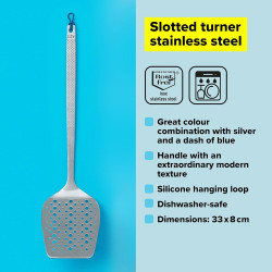 Tasty 678160 Slotted Spatula, Angled Front Edge, 33 cm, Stainless Steel, Silver