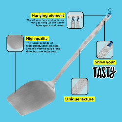 Spatula Tasty 678161, Szögletes elülső él, 33cm, Rozsdamentes acél, Ezüst