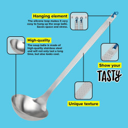 Tasty Ladle 678163, Comfortable modern handle, 30 cm, Stainless steel, Silver
