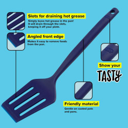 Tasty 678200 Spatula, Angled front edge, Soft handle, 33 cm, Silicone, Blue