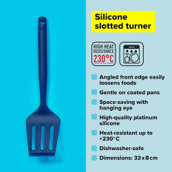 Tasty 678200 Spatula, Angled front edge, Soft handle, 33 cm, Silicone, Blue