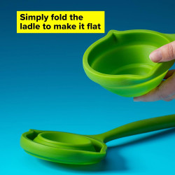 Tasty 678203 Folding Ladle, Two Spouts, Soft Handle, 33.5 cm, Silicone, Green