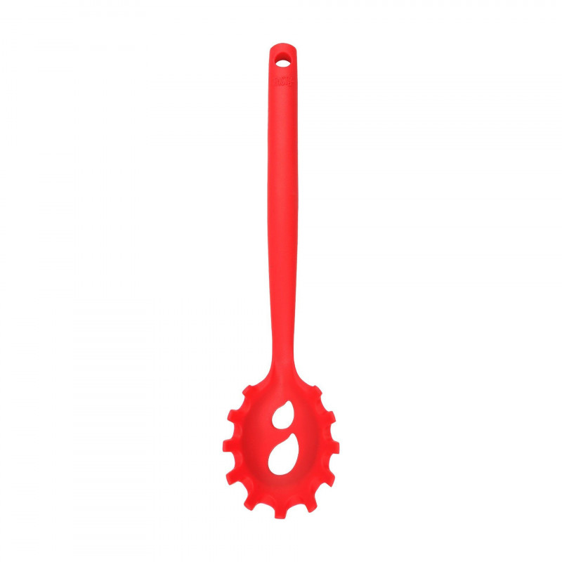 Tasty 678205 Spaghetti Spoon, Portion Holes, Soft Handle, 32.5 cm, Silicone, Red