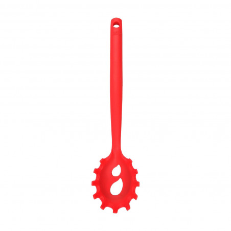 Tasty 678205 Spaghetti Spoon, Portion Holes, Soft Handle, 32.5 cm, Silicone, Red