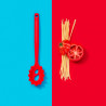 Tasty 678205 Spaghetti Spoon, Portion Holes, Soft Handle, 32.5 cm, Silicone, Red